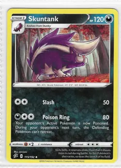 Skuntank 115/192 Uncommon Rebel Clash Pokemon Near Mint - Image 1