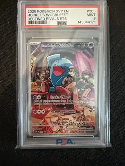 Pokemon Team Rocket's Wobbuffet SV Promo Holo English #203 2025 PSA 9 - Image 1