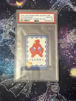 Japanese Pokemon 1999 Ciao Pipipi Adventure Fortune Charmander Blue B PSA 10 - Image 1