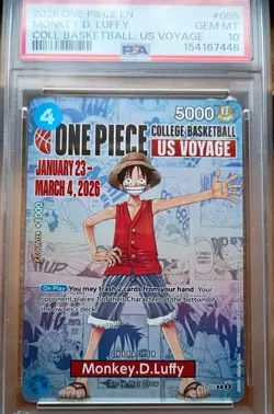 PSA 10 LUFFY P-055 ONE PIECE COLLEGE CARD TEE & POSTER VOYAGE PROMO CAR ENGLISH - Image 1
