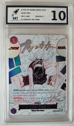 ONE PIECE GRADED CARD - GEAR TWO - ALTERNATE ART RARE -OP11-080 - RKT GRADED 10. - Image 1