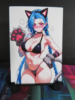 Jinx League of Legends Custom Art Card NM Video Game Waifu Collectible - Image 1