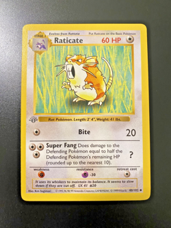 Raticate 40/102 1st Edition Shadowless Base Set NM Light Stamp - Pokemon Card - Image 1