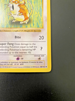 Raticate 40/102 1st Edition Shadowless Base Set NM Light Stamp - Pokemon Card - Image 4