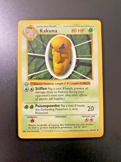 Kakuna 33/102 1st Edition Shadowless Base Set NM Light Stamp- Pokemon Card - Image 1