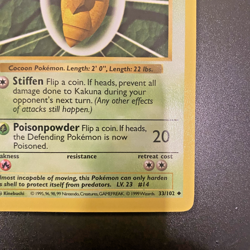 Kakuna 33/102 1st Edition Shadowless Base Set NM Light Stamp- Pokemon Card - Image 4