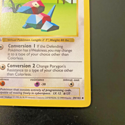 Porygon 39/102 1st Edition Shadowless Base Set Regular NM - Pokemon Card - Image 4
