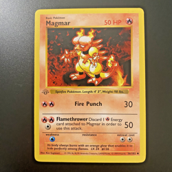 Magmar 36/102 1st Edition Shadowless Base Set NM - Pokemon Card Light Stamp - Image 1