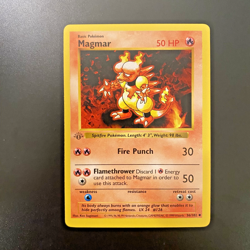 Magmar 36/102 1st Edition Shadowless Base Set NM - Pokemon Card Light Stamp - Image 1