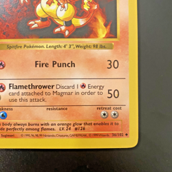 Magmar 36/102 1st Edition Shadowless Base Set NM - Pokemon Card Light Stamp - Image 4