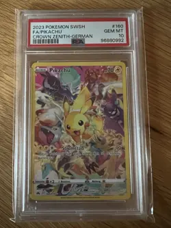 2023 Pokemon TCG Pikachu Full Art Secret Rare Crown Zenith Deutsch PSA 10 - Image 1