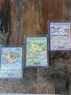Pokemon Eeveelution 3 Card Bundle Eevee Leafeon Sylveon Ex - Image 1