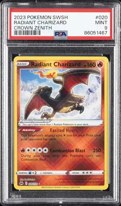 2023 POKEMON SWORD & SHIELD CROWN ZENITH #020 RADIANT CHARIZARD PSA 9 - Image 1