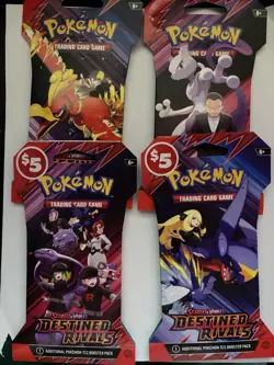 Pokemon Scarlet & Violet Destined Rivals Blister Sleeved Sealed Pack Lot Of 4x - Image 1