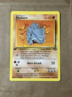 Pokemon Rhyhorn 61/64 - NM - 1999 1st Edition Jungle - Common - Image 1