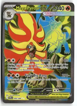 Mega Pyroar ex 099/086 Ultra Rare ME04: Chaos Rising Pokemon Near Mint - Image 1