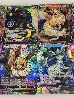 10x Lot Eeveelution Eevee CUSTOM Stained Glass Holographic Shiny Cards - Image 4