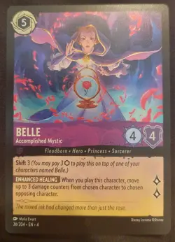 Disney Lorcana Belle Accomplished Mystic Card 36/204 Super Rare Cold Foil - Image 1