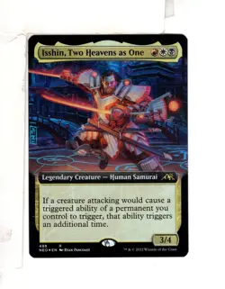 MTG SkeenAB Isshin Two Heavens as One BORDERLESS FOIL from Kamigawa ND. NM. - Image 1