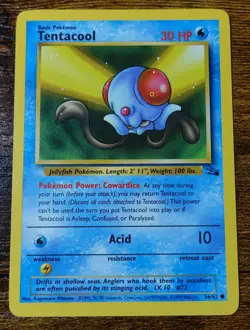 Tentacool 56/62 Printer Hickey Error Fossil Set Misprint Pokemon Card LP - Image 2
