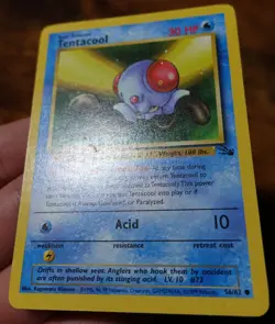 Tentacool 56/62 Printer Hickey Error Fossil Set Misprint Pokemon Card LP - Image 5