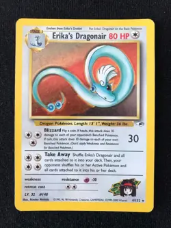 Pokemon TCG Erika's Dragonair 4/132 Holo Rare Gym Heroes LP Condition WOTC 2000 - Image 1
