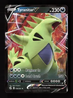 Tyranitar V 158/264 Holo V Rare Fusion Strike Pokemon Near Mint - Image 1