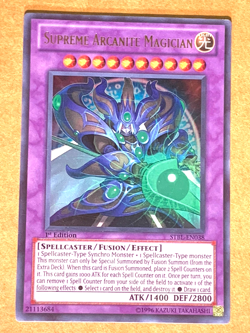 yugioh Supreme Arcanite Magician STBL-EN038 Ultra Rare 1st Edition near mint - Image 1