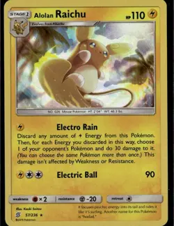 Alolan Raichu Holo Rare SM Unified Minds 57/236 Lightning Holo Pokemon Card - Image 1