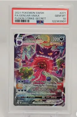 Pokemon TCG Gengar Vmax 2021 Fusion Strike 271/264 PSA 10 Gem Mint Secret rare - Image 1