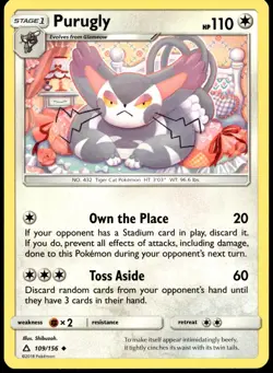 Purugly 109/156 Uncommon Ultra Prism Pokemon Near Mint - Image 2
