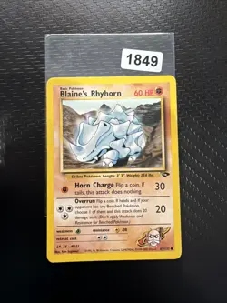 Pokemon TCG Blaine's Rhyhorn Gym Challenge 65/132 Regular Common Non Holo - LP+ - Image 1