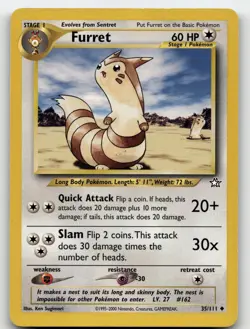FURRET 35/111 UNCOMMON NEO GENESIS POKEMON LIGHTLY PLAYED - Image 1