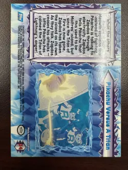 Pokemon Topps 2000 The Movie #34 Pikachu Versus A Titan NM- Blue Logo - Image 2