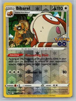 Bibarel (Reverse Holo) Pokemon GO 060/078 2022 NM - Image 1