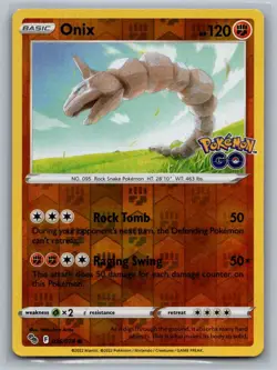 Onix (Reverse Holo) Pokemon GO 036/078 2022 NM - Image 1