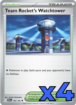 4x Team Rocket's Watchtower 180/182 - Destined Rivals PLAYSET x4 - Pokemon TCG - Image 1