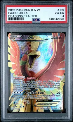 2012 POKEMON BLACK & WHITE DRAGONS EXALTED #119 FULL ART/HO-OH EX PSA 4 - Image 1