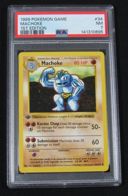 1999 Pokemon Game MACHOKE 1ST EDITION 34/102 PSA 7 NM - Image 1