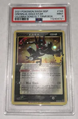 Greninja Gold Star SWSH144 Celebrations ETB Promo Pokemon Card PSA 9 Mint - Image 1