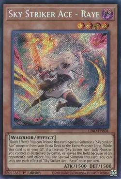 Yugioh - Sky Striker Ace - Raye - ENS01 (Alternate Art) Secret Rare 1st Edition - Image 1