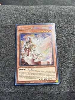 FALLEN OF THE WHITE DRAGON YuGiOh BPRO-EN024 Secret Rare 1st Edition Near Mint - Image 1