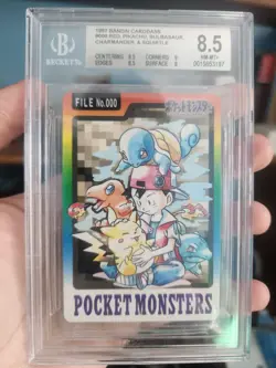 BGS 8.5 Starter Checklist Pikachu 000 Bandai Carddass 1997 Japanese Pokemon Card - Image 1