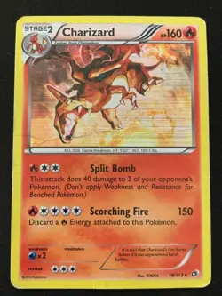 Charizard 19/113 Legendary Treasures Holo Pokemon Card – Damaged - Image 1