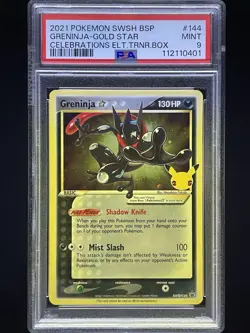 Greninja Gold Star SWSH144 Celebrations ETB Promo Pokemon Card PSA 9 Mint - Image 1