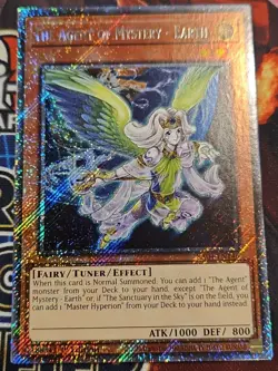 In Hand YUGIOH x1 RA04-EN146 THE AGENT OF MYSTERY - EARTH PLATINUM SECRET RARE - Image 1