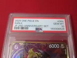 Sanji (One Piece Japanese Version 2nd Anniversary Set) OP07-064 PSA 10 - Image 2