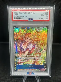 2025 ONE PIECE OP11-A FIST OF DIVINE SPEED #054 NAMI ALTERNATE ART PSA 10 - Image 1