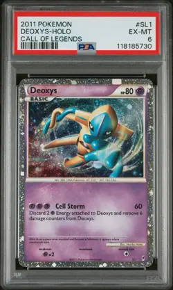 2011 Pokemon Call Of Legends Deoxys SL1 Holo PSA 6 Half Head Swirl - Image 1