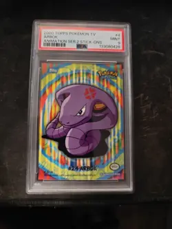 2000 Topps Pokemon TV Animation Series 2 Stick-Ons Arbok #4 PSA 9 - Image 1